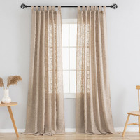 Voilybird Linen Semi Sheer Curtains Tab Top Light Filtering Elegant Curtains & Drapes For Living Room (Tan  W52 X L84  2 Panels)