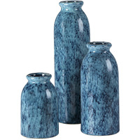 Cwlwgo-Blue Ceramic Vases Set  Blue Vases  Farmhouse Country Blue Vases For Home Decor  Vases For Your Kitchen Living Room Table Decoration  Shelf Centerpiece Decor  And Entrance Decoration.
