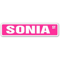 Sonia Street Sign Childrens Name Room Sign | Indoor/Outdoor |  18"" Wide Plastic Sign