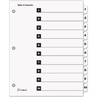 Cardinal Traditional Onestep Index System  10-Tab  1-10  Letter  White  10/Set