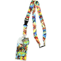 Scooby Doo Tie Dye Lanyard Keychain Id Holder Mystery Machine Rubber Charm And Sticker