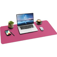 Boutilon Leather Mouse Pad Extended Desk Pad For Keyboard And Mouse Non-Slip Study Desk Writing Pad Desktop Protector For Home Office Accessories 35""X 17""(L-Rose Pink)