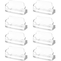 Dmfly 8 Pack Acrylic Business Card Holder For Desk Plastic Business Card Display Clear Business Card Stand Desktop Business Card Holders For Exhibition  Home & Office  Fits 30-50 Business Cards