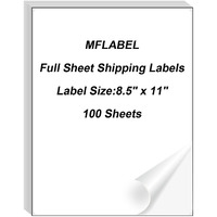 Mflabel Full Sheet Sticker Labels  Address Labels  White Matte Label Paper  8-1/2"" X 11"" Shipping Labels For Laser & Inkjet Printer (100 Labels  100 Sheets)