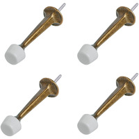Homotek 4 Pack Heavy Duty Solid Rigid Door Stop With Soft Rubber Tip  Zinc Die Cast Door Stopper Protect Wall & Door Brass Bronze