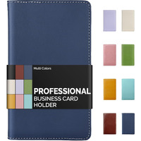 Sooez Leather Professional Business Card Book Holder Organizer  240 Card Capacity Pu Name Card Credit Cards Booklet (Blue)