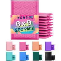 Yens Poly Bubble Mailers 6X10 250 Pack Hot Pink Waterproof Self Seal Adhesive Shipping Bags  Cushioning Padded Envelopes For Shipping  Mailing  Packaging Usable 6X9