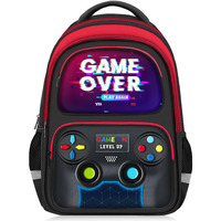 Fitvc School Backpack For Boys - Gamer Boys Backpack For Kids Children Teens Elementary Middle School - 17"" Video Game Bookbag Travel Back Pack For Age 6-18