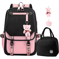 Digi4U Girls Backpack Middle School Students Bookbag With Lunch Box Set School Backpack With Usb Charge Port For Teens Girls Women 3+ Years(Blackpink)