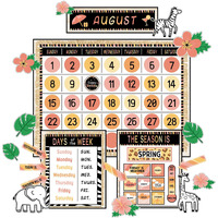 Safari Jungle Animal Calendar Bulletin Board Set Simply Ctp Bulletin Board Calendar Seasons Weather Chart Animal Classroom Decoration With Season  Weather And Days Of The Week Chart Back To School
