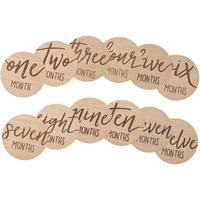 Kate & Milo Baby Monthly Milestone Marker Discs - Classic Cursive Script Wooden Discs With Reversible Photo Props For Baby Announcement And Milestones  Gender-Neutral Gift For Newborn Boy And Girl