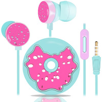 Dtmnep Cute Donut Earbuds For Kids  Kid Size Wired Earbud & In-Ear Headphones With Microphone And Lovely Earphones Storage Case Gifts For School Girls And Boys (Sky Blue)
