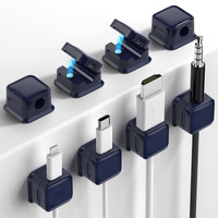 8 Pack Magnetic Cord Organizer  Easy Secure Adhesive Cable Management  Wire Holder Keeper Organizer Management  Hide Or Organize Phone Usb Charger Cable For Home Office Car Desk Nightstand-Dark Blue