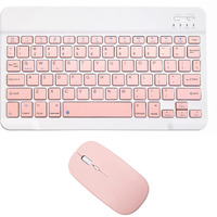 Rechargeable Bluetooth Keyboard And Mouse Combo Ultra-Slim Portable Compact Wireless Mouse Keyboard Set For Android Windows Tablet Cell Phone Iphone Ipad Pro Air Mini  Ipad Os/Ios 13 And Above (Pink)