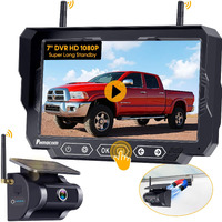 Magnetic Solar Wireless Backup Camera: 7"" Dvr Portable 1 Min Easy Install Scratch-Proof No Delay Truck Trailer Hitch Rear View Camera Rechargeable Hd 1080P For Small Rv Camper Pemacom P15