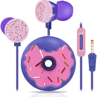 Dtmnep Donut Kids Earbuds  Earbuds For Kid Size Wired Earphones & In-Ear Headphones With Microphone And Lovely Earbuds Storage Case Gifts For School Girls And Boys (Purple)
