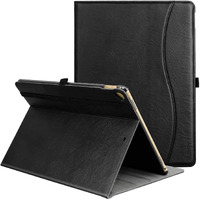 Ztotop Case For Ipad Pro 12.9 Inch 2017/2015 (Old Model  1St & 2Nd Gen)  Premium Leather Folding Stand Folio Cover With Auto Wake/Sleep  Document Card Slots And Multiple Viewing Angles  All Black