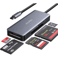 Ziyuetek Usb C Sd Card Reader 5- In-1 Aluminum Thunderbolt 3 Memory Card Reader For Cf  Sd/Sdhc Tf/Micro Sd/Ms/M2 Compactflash Card For Iphone 15/Pro/Pro Max Android Windows Macbook