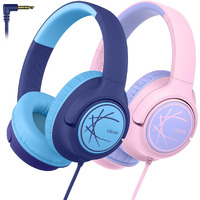 Iclever Hs26 Kids Headphones Cord  85Dba Safe Volume Wired Headphones For Kids  Stereo Sound Foldable Adjustable  3.5Mm Jack  Over Ear Kids Headphones For School/Boys/Girls/Ipad (Blue&Pink)