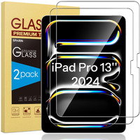 Sparin Screen Protector For Ipad Pro 13 Inch M4 7Th Generation(2024 Released)  2 Pack Hd Clear 9H Tempered Glass Film With Face Id & Apple Pencil Pro Compatible  High Sensitivity Case Friendly