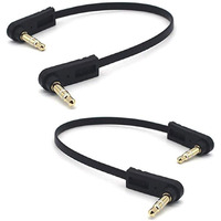 Kework 3.5Mm Audio Cable  2-Pack 15Cm 1/8"" 3.5Mm Trs Male To Trs Male Stereo Jack Audio Cable Aux Cord For Headphone  Car Stereo  Home Stereo And More (Double Angle)