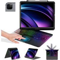 Ipad Pro 12.9 Inch 6Th Generation 2022 Case With Keyboard And Touchpad  Compatible With Ipad Pro 12.9-Inch 5Th Gen 2021/4Th Gen 2020/3Rd Gen 2018  Rainbow Backlits & Apple Pencil Charging - Black