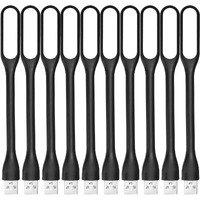 Finenic Usb Led Light Lamp For Power Bank (10 Pcs) Portable Eye Care Mini Night Light With Flexible Arm  Usb Gooseneck Reading Lamps Book Light Compatible For Desktop  Notebook Laptop (10-Black)