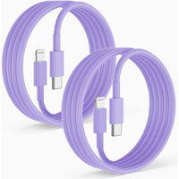 Citelect 2 Pack Fast Charger Cable  6Ft Usb-C To Lightning Cable  Mfi Certified  Purple  For Iphone14/13/12/11 Pro Max/Mini/Xr/Xs  Etc.