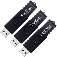 Samdata Usb Flash Drive 32Gb 3 Pack Usb 2.0 Thumb Drive Swivel Memory Stick Data Storage Jump Drive Zip Drive Drive With Led Indicator (Black  32Gb-3Pack)