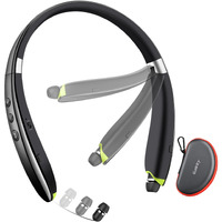 Bluetooth Headset  2024 Upgraded Neckband Bluetooth Headphones With Retractable Earbuds  Noise Cancelling Stereo Earphones With Mic  Foldable Wireless Headphones For Sports Office With Carry Case