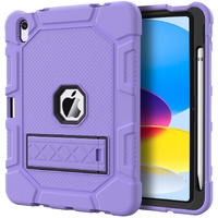 Azzsy Case For Ipad 10Th Generation 10.9 Inch 2022  [Built-In Pencil Holder] Heavy Duty Shockproof Rugged Protective Case For Ipad 10.9 Inch 2022 Release Light Purple