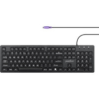 Perixx Periboard-117P Wired Ps2 Full Size Keyboard - Big Print Letters - Black - Us English