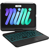 Greenlaw Keyboard Case For Ipad Mini 6 2021 8.3 Inch  Touchpad Keyboard With 7 Color Backlit  Type-C Rechargeable  360 Rotate Keyboard Case For Ipad Mini 6Th Generation A2567/A2568/A2569  Black