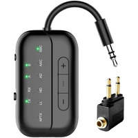 Beeitzie 2024 Upgraded Pro Bluetooth Transmitter Receiver 2-In-1 Airplane Bluetooth 5.4 Adapter For Flight Tv Pc Gym Switch Supports To 2 Airpods/Headphones;Bluetooth Receiver For Car/Home Stereo
