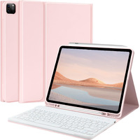 Tqq For Ipad Air 13-Inch (M2) 2024 & Pro 12.9 Inch 2022 Case With Keyboard  Keyboard Case For 12.9-Inch Ipad Pro 6Th/5Th Generation - With Pencil Holder For New Ipad Air 13-Inch/Ipad Pro 12.9 (Pink)