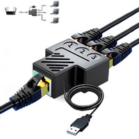 Rj45 Ethernet Splitter Adapter Aoiutrn 1 To 3 Ports [3 Devices Simultaneous Networking] Network Extension With Usb Power Cable 100 Mbps Internet Speed 8P8C Extender Plug Lan Interface For Cat5/6/7/8