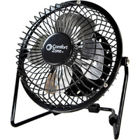 Comfort Zone Mini Portable Desk Fan With 360-Degree Adjustable Tilt  Dual Powered (Usb Or Power Cord)  4 Inch  All-Metal Construction  Airflow 3.31 Ft/Sec  Ideal For Home  Bedroom & Office  Czhv4Bk