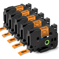 Markdomain 18Mm X 8M Orange Label Tape Tze B41 Replacement For Brother P Touch Tz Tze-B41 Laminated 3/4 Inch Label Maker Tape Work With Brother Ptd410 Pt-D400 Pt-D610Bt Ptd600  8M  5-Pack