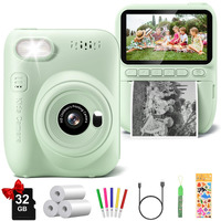 Kids Camera Instant Print  3.0"" Hd 32Mp Kids Camera 1080P Toddler Digital Camera With 3 Rolls Of Printer Paper  Birthday Gifts Toy For 3-12 Year Old Girls Boys With 32Gb Sd Card-Green