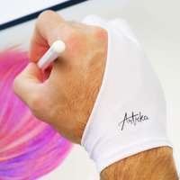 Articka Drawing Glove For Digital Drawing Tablet  Ipad (Smudge Guard  Two-Finger  Reduces Friction  Elastic Lycra  Good For Right And Left Hand)(Large  White)