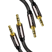 Vioy Aux Cable [6 Ft  2 Pack] 3.5 Mm Male To Male Braided Auxiliary Cord Compatible With Headphone  Smartphone  Home/Car Stereo  Speaker  Echo & More