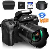 Saneen Digital Camera  4K Cameras For Photography & Video  64Mp Wifi Touch Screen Vlogging Camera For Youtube With Flash  32Gb Sd Card  Lens Hood  3000Mah Battery  Front And Rear Cameras - Black