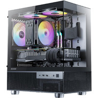 Okinos Aqua 3  Micro Atx Case  Matx Pc Case With 3 X 120Mm 3-Pin Argb Fan Pre-Installed  Panoramic View Tempered Glass Front & Side Panel  With Type C Port  Black