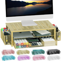 Gianotter Monitor Stand With Drawer And Pen Holder  Desk Organizers And Accessories  2-Tier Monitor Riser  Ideal For Office Supplies Desk Accessories(Gold)