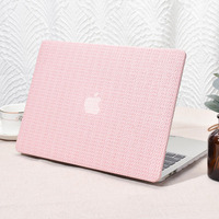 Seorsok Compatible With Macbook Pro 13 Inch Case M2 2023 2022 2021-2016 A2338 M1 A2251 A2289 A2159 A1989 A1708 A1706 Elegant Leather Plastic Hard Shell&Transparent Keyboard Cover Pink Woven Fabric