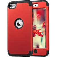 Ulak Ipod Touch 7 Case  Ipod Touch 6 Case  Heavy Duty High Impact Shockproof Dual Layer Protective Case For Apple Ipod Touch 7Th/6Th/5Th Generation (Red+Black)