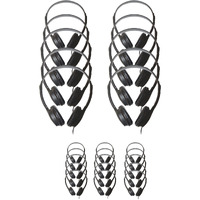 Soundnetic Sn313 Classroom Over The Head Stereo Headphones With Leatherette Earpads  Black  Count Of 25  Pack Of 1