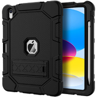 Azzsy Case For Ipad 10Th Generation 10.9 Inch 2022  [Built-In Pencil Holder] Heavy Duty Shockproof Rugged Protective Case For Ipad 10.9 Inch 2022 Release  Black