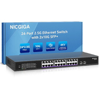 24 Port 2.5G ? 2 Port 10G Sfp+ Ethernet Switch  Nicgiga 26 Port 2.5Gb Network Switch Unmanaged  Plug & Play  Desktop Or 19-Inch Rack Mount  Fanless Metal Design.