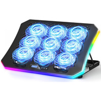 Keibn Upgraded Gaming Laptop Cooler Pad With 9 Quiet Rgb Fans  Cooling Pad For 15.6-17.3 Inch Laptops With 7 Height Stands  2 Usb Ports  Phone Stand-Blue